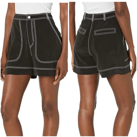 Equipment NWT Black Silk Contrast Stitched Jaxon Short